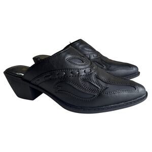 Roper Beth Mules Women's 7.5 Snip Toe Inlay Accents Black Slip On Heels